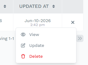 Media Library row menu with View, Update, and Delete options