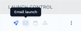 Envelope icon labelled Email launch, the second option in the Launch Control column of the Wrkflow Automation list