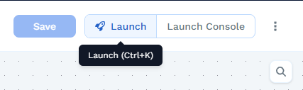 Launch button in the top right of the Wrkflow Designer with the Ctrl+K shortcut tooltip
