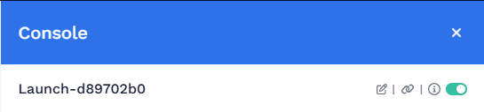 Launch Console header with edit, deep link, and Debug Mode controls