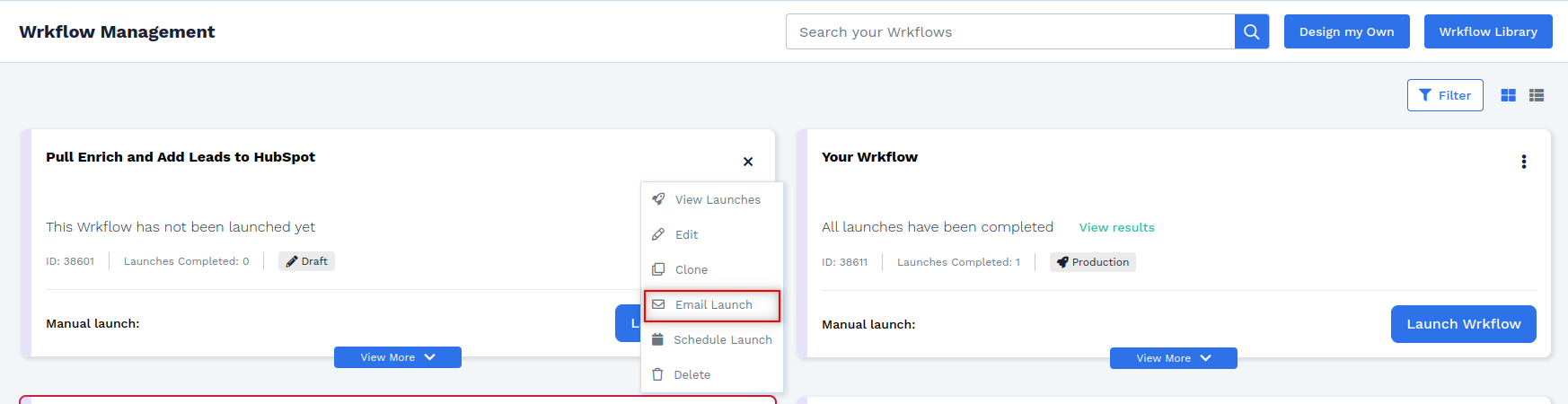 Wrk platform screenshot 2 for email trigger