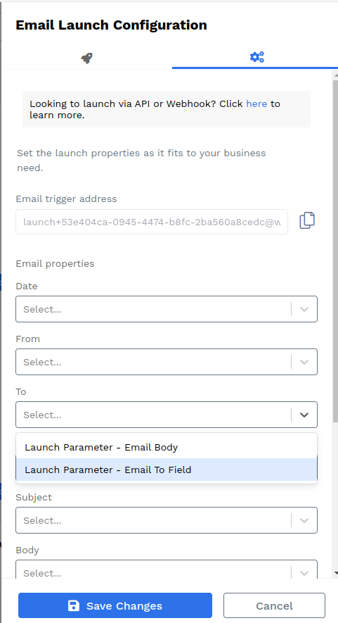 Wrk platform screenshot 5 for email trigger