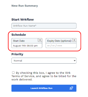 Wrk platform screenshot 1 for how do i set a wrkflows launch date