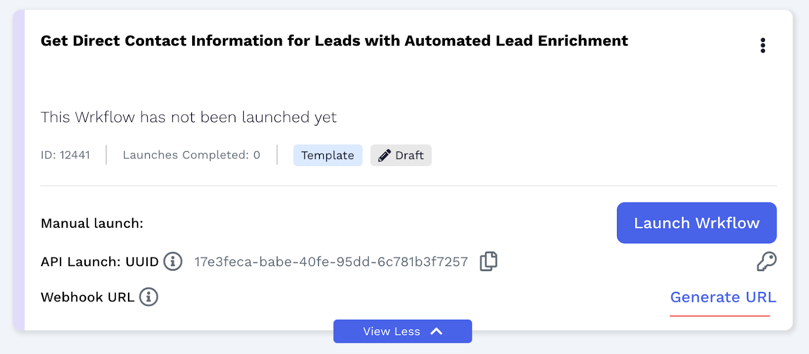 Wrk platform screenshot 1 for webhook trigger