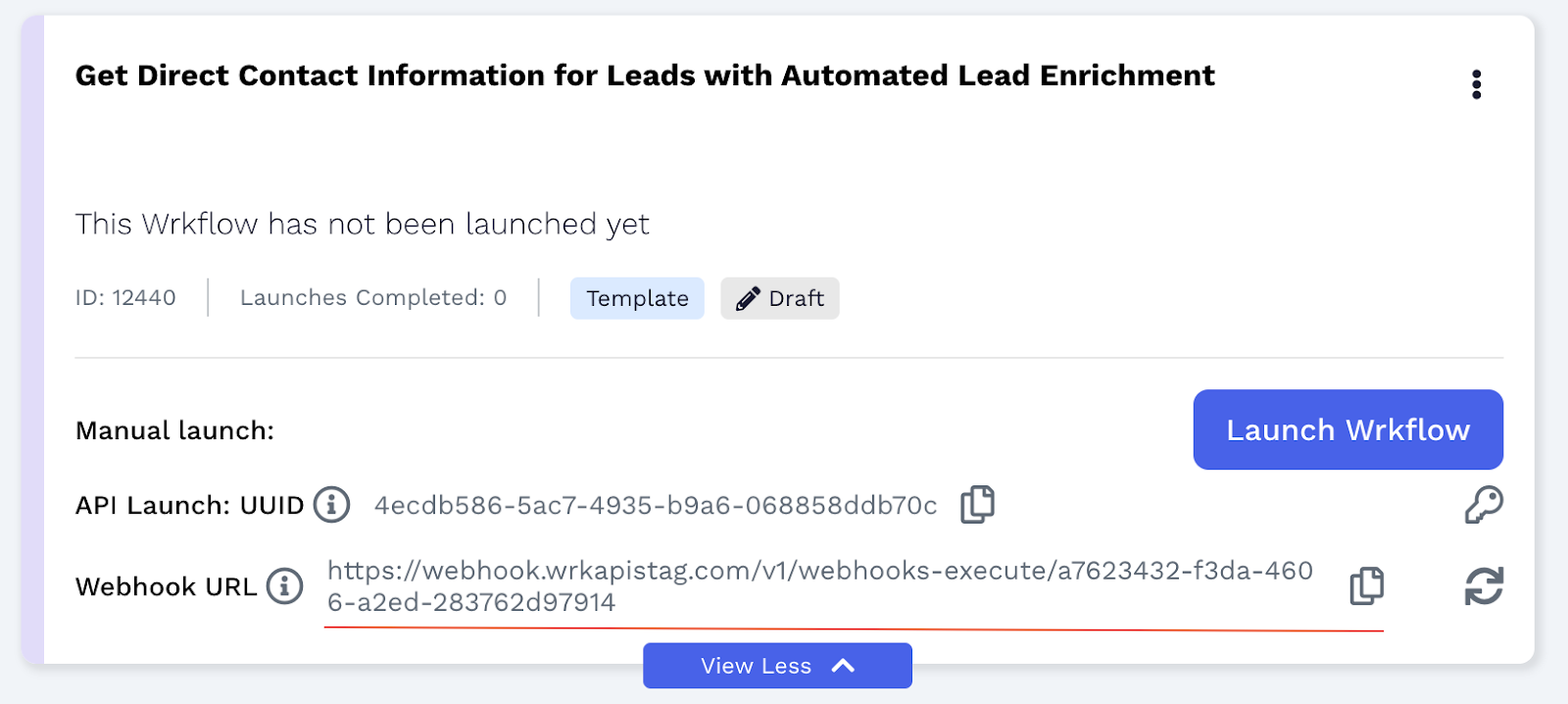 Wrk platform screenshot 2 for webhook trigger