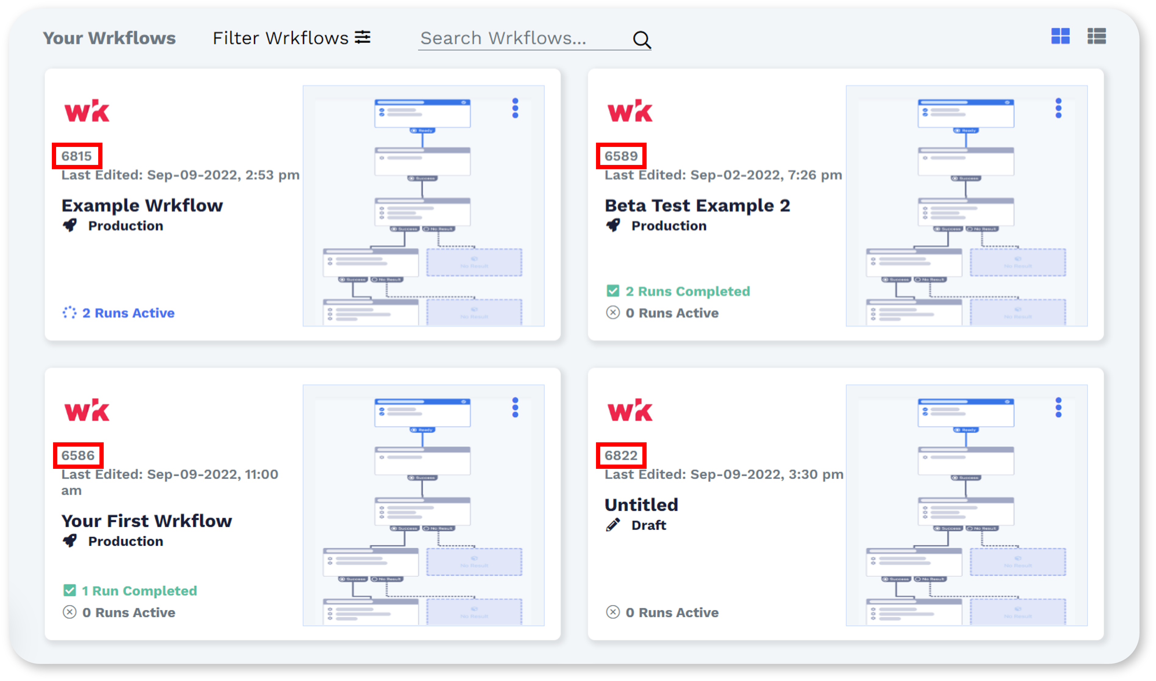 Wrk platform screenshot 1 for what is a wrkflow id and can i change mine