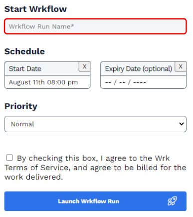 Wrk platform screenshot 1 for what is a Launch name