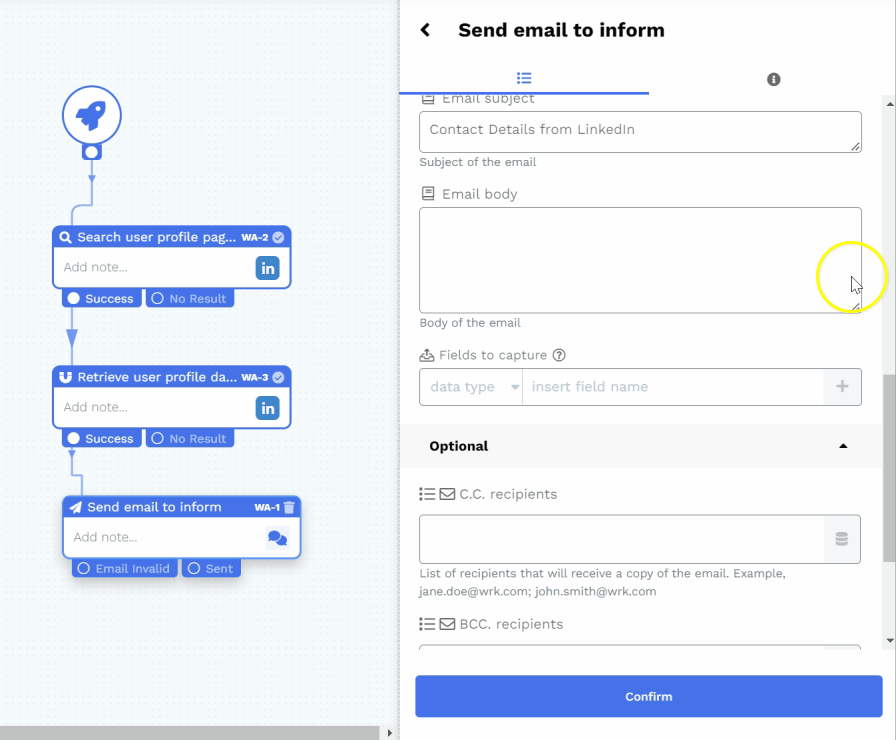 Wrk platform screenshot 3 for configuring long text fields