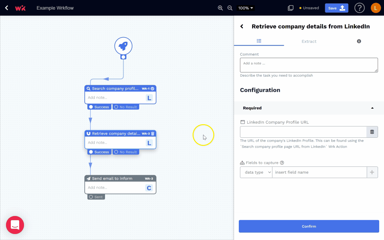 Wrk platform screenshot 2 for how do i configure a wrk action